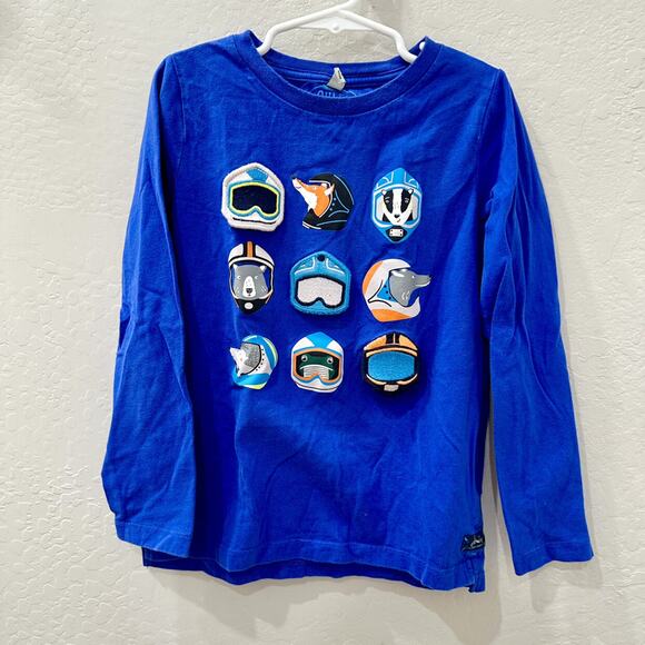 Joules Blue Animal Faces Chomp Long Sleeve T-Shirt - Picture 1 of 10